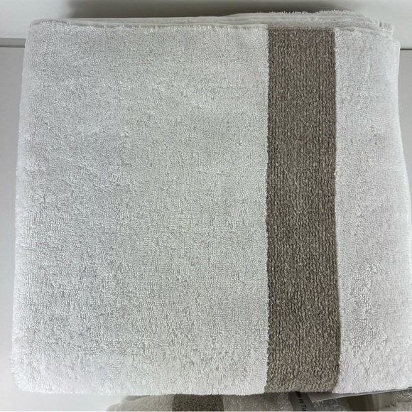 Pera Avenue Luxe Bath Towel Set 100% Turkish Cotton Cream & Tan 8 Piece Set - Picture 6 of 9